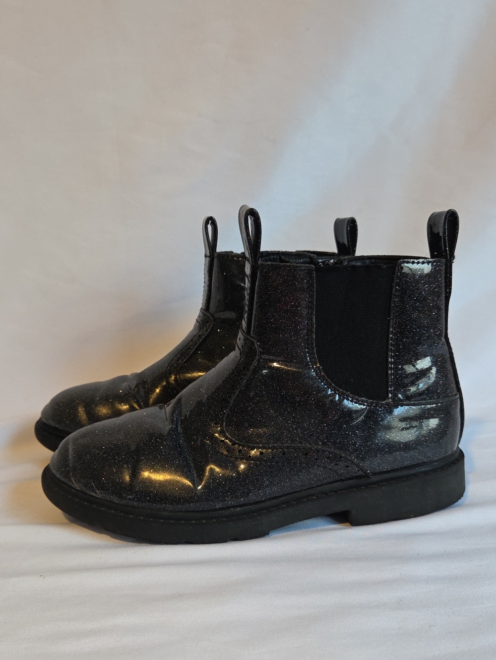 Kids Black Glitter Chelsea Boots